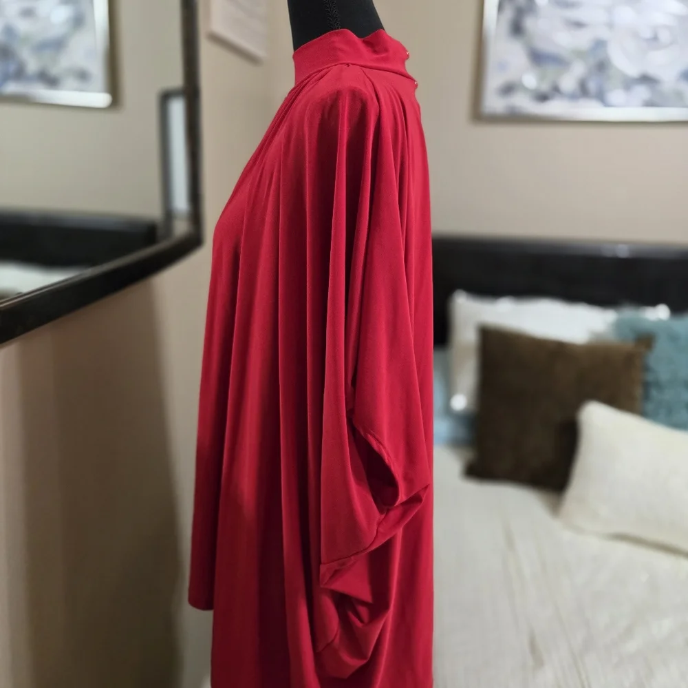 Elegant Red Cape Blouse Size Large..NWOT Never Worn - Picture 2 of 7